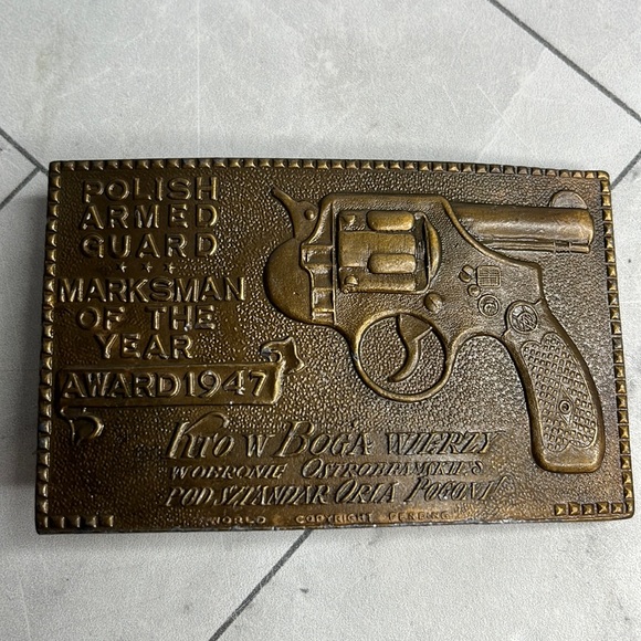 Accessories Vintage Rare Brass Belt Buckle Polish Armed Guard Award